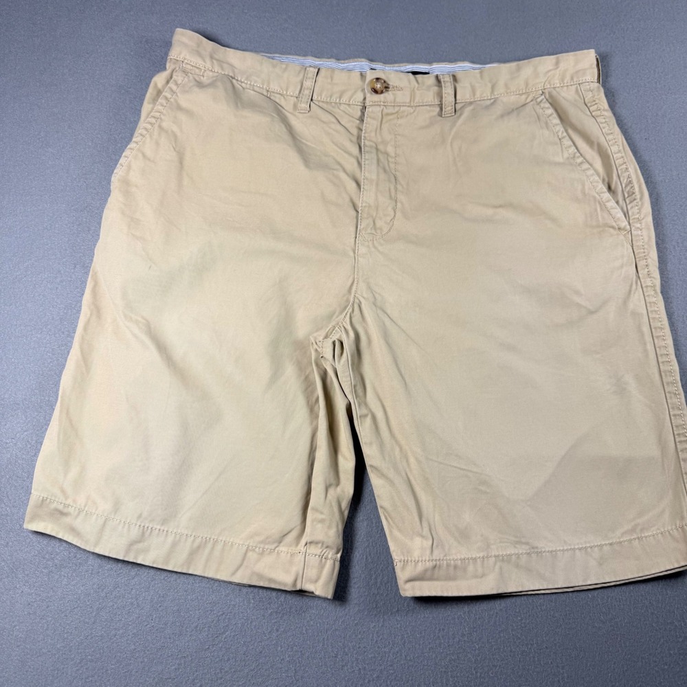 Tommy Hilfiger Mens Chino Shorts 36 Tan Khaki Cotton Twill Flat Front Casual